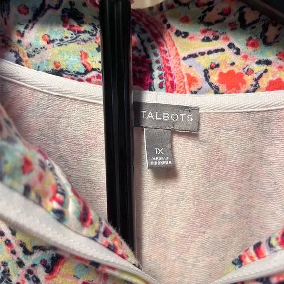 TALBOTS WOMEN'S PAISLEY QUARTER-ZIP PULLOVER FLEECE - Picture 3 of 6